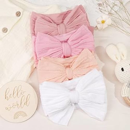 Amazon.com: CÉLLOT 6 Pcs Baby Bows Headbands Nylon Hairbands Baby Girl Bows Hair Accessories for Newborn Infant Toddler Essentials (Classic Pink Series) : Baby