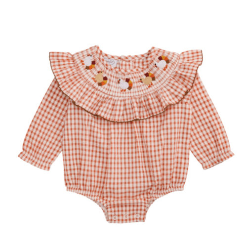 Smocked Turkey Bubble – 0–3M | Baby’s First Thanksgiving | Mud Pie