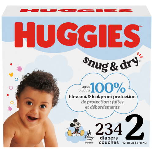Huggies Snug & Dry Baby Diapers, ECONO Size 1-8 (8-35+lbs), 256-96 Ct, HUG DPR S6 256-96 Ct - Walmart.ca