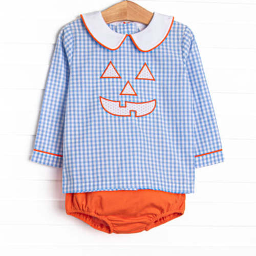 Cozy Carving Applique Diaper Set, Blue Gingham – Stitchy Fish
