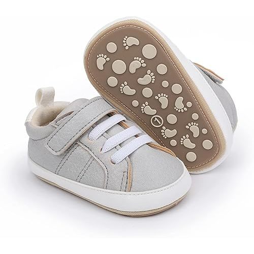 SOFMUO Baby Boys Girls High Top Ankle PU Leather Sneakers Soft Rubber Sole Infant Moccasins Newborn Oxford Loafers Anti-Slip Toddler Wedding Uniform Dress Shoes