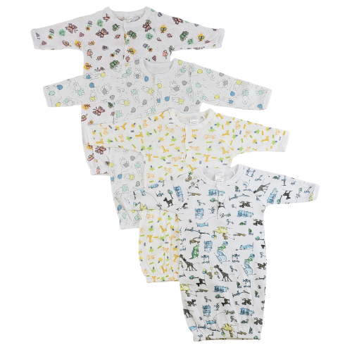Bambini Girls Print Infant Gowns - 4 Pack