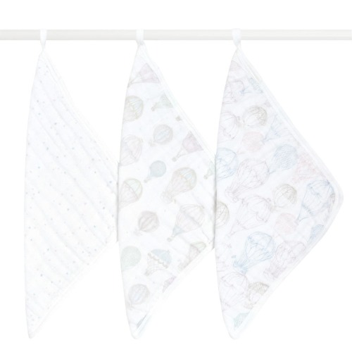 Organic Cotton Muslin Washcloths 3 Pack in above the clouds | aden + anais