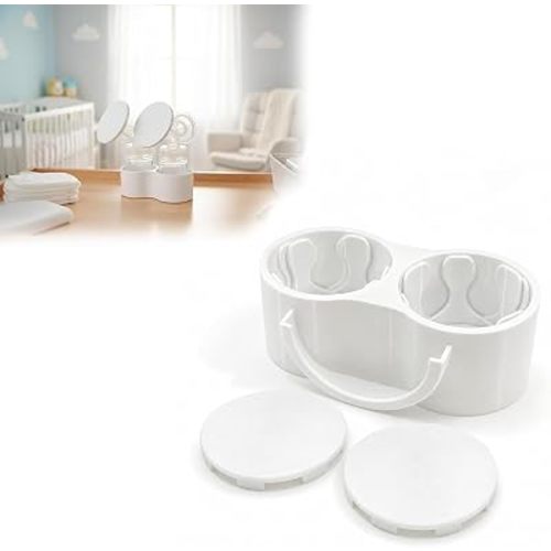 Bottle Holder & 83mm Flange Cover Compatible with Spectra & for Maymom, Breast Pump Case for Fridge with 2 Pcs 3D Printed Soft TPU Flange Covers, Tip-Proof Organizer for New Moms (Style 1)