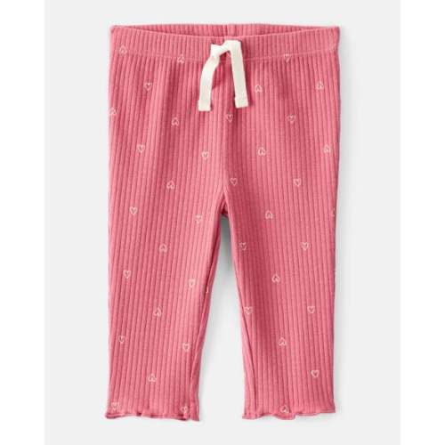 Baby Girl Heart Print Cotton Pull-On Pants - Pink | Carter's