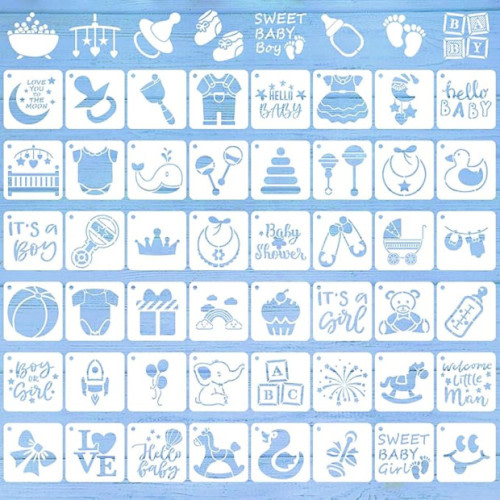 Augshy  Baby Shower Stencils for Painting, 56 Pieces