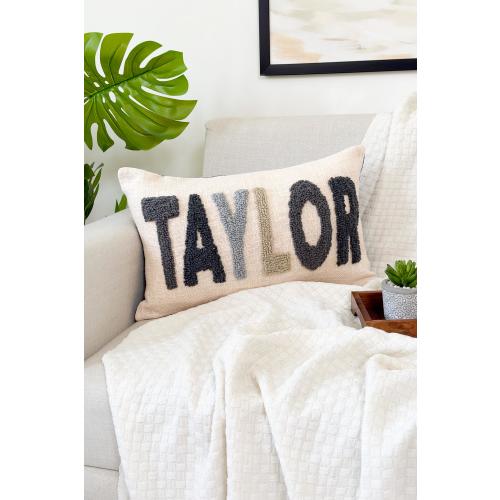 Personalized Name Pillow Cover with Punch Needle, Gift for Baby, Dorm Room Décor, Slumber Party Gift, Graduation Gift, Nursery Décor