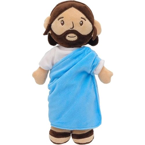 Yelakey 11.8inch Brown Jesus Plush Doll Guardian Baptism Stuffed Plushie Savior Toy Gifts for Church Sunday School Religious Easter Gift (Blue)