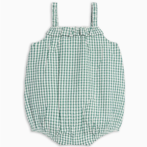 Rosalie Seersucker Ruffle Bubble Romper