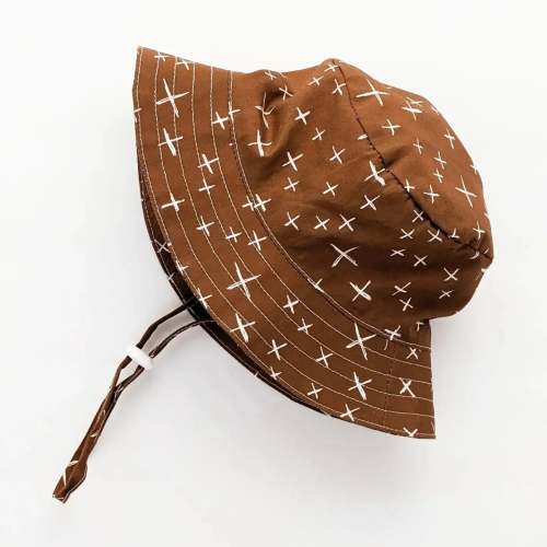 Huggalugs - UPF 50+ Bucket Hat - Brown Cross Hatch