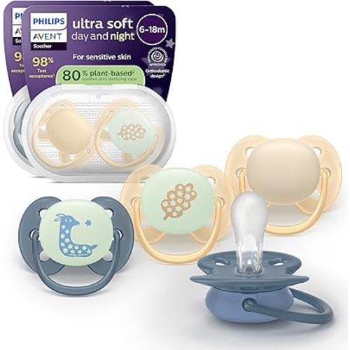 Philips Avent Ultra Soft Day & Night Baby Pacifier, 6-18 Months, BPA-Free