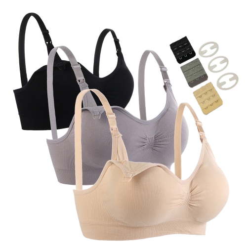 luopital Maternity Nursing Bra 3 Pack, Seamless Wireless Adjustable Bralette, XL
