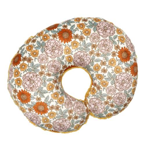 Golden Girl | Retro Floral | Girl Nursery | Nursing Pillow Cover | Boho | Breastfeeding Support Pillow Cover | Mustard Pink Tan