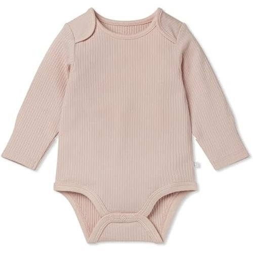 MORI Baby Ribbed One Piece – Long Sleeve, Blush