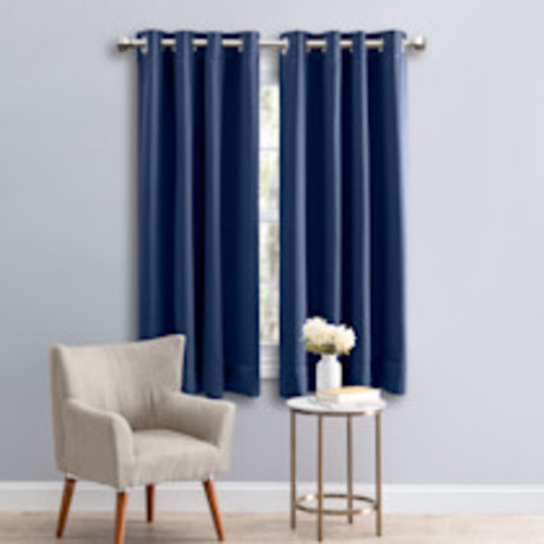Ricardo Trading Ultimate Black Out Grommet Window Panel Curtain w/Wand - Blue, 56"W X 54"L