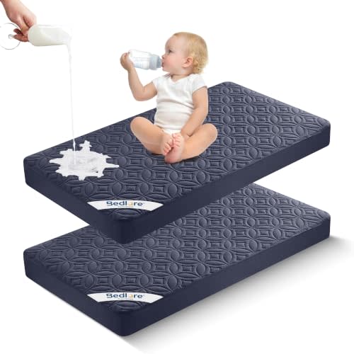 BEDLORE Waterproof Crib Mattress Protector 2 Pack for Standard Toddler Bed | Navy Blue, 52''x28'', Soft Toddler Bed Mattress Protector, Machine Washable, Waterproof Baby Mattress Cover