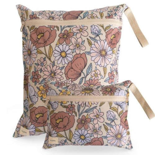 Water Resistant Wet Bag Retro Flowers One Size