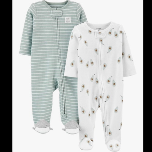 Simple Joys by Carter's unisex-baby 2-way Zip Thermal Footed Sleep and Play, Pack of 2