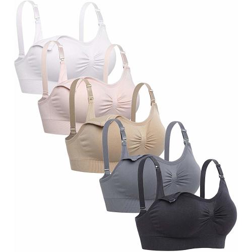 Womens Sleeping Nursing Bra Wirefree Breastfeeding Maternity Bralette Pack of 5 (XL)