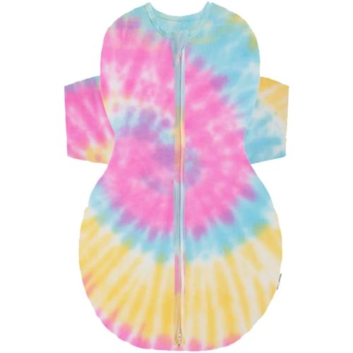 Happiest Baby SNOO Sleep Sack - 100% Organic Cotton Baby Swaddle Blanket - Doctor Designed Promotes Healthy Hip Development (Tie Dye Rainbow, Medium)