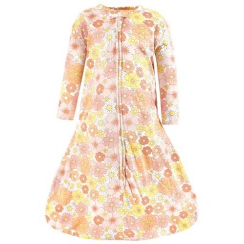 Hudson Baby Infant Girl Long Sleeve Cotton Jersey Sleeping Bag, Sack, Blanket, Peace Love and Flowers, 0-6 Months
