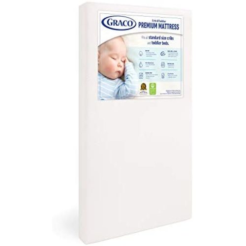 Graco Premium Foam Crib and Toddler Mattress, White – Ships Compressed in Lightweight Box, Ideal Mattress Firmness, Featuring Soft, Water-Resistant, Removable, Hand-Washable Outer Cover
