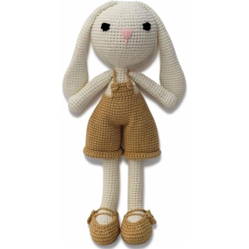 Handmade Soft Bunny Stuffed Animal - Crochet Baby Rattle - Bunny Stuffed Animal - Cotton Knitted Sleep Toy - Stuffed Animals for Babies(11 Inches)