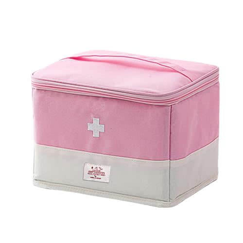 Travel Medicine Bag Organizer, Medical Bag Empty for First Responder Storage, Emergency Medical for Home, Travel, Camping, Car, Hiking & Outdoor Emergencies (Pink)