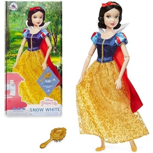 Disney Store Official Princess Classic Doll (Snow White), 11 Inches, Includes Brush with Molded Details, Fully Posable Toy in Classic Outfit - Disney Princess Toys