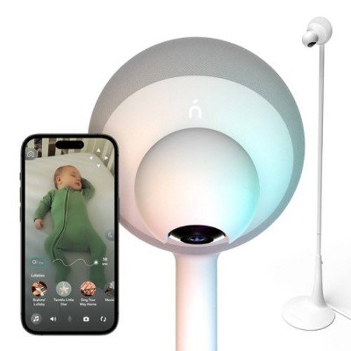 nanobebe Aura Smart Video Baby Monitor and Floor Stand - White