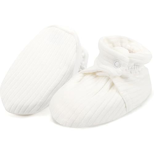 Baby Booties Organic Cotton Infant Bootie Warm Cozy Soft Sock Shoes Adjustable Boots for Newborn Boys Girls