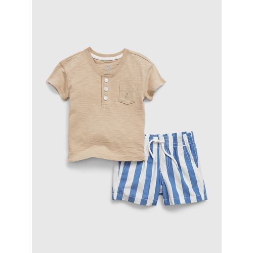 Baby Pocket T-Shirt & Shorts Outfit Set in cabana stripe, size: 12-18 M