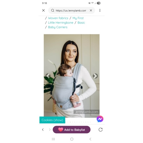 My First Carrier - LennyLight, Standard Size, herringbone weave 100% cotton - LITTLE HERRINGBONE GREY