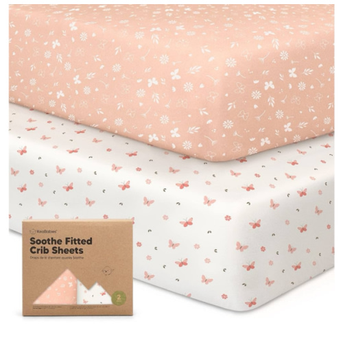 KeaBabies 2-Pack Organic Crib Sheets for Boys, Girls - 52x28 Fitted Crib Mattress Sheet Neutral, Breathable Jersey Cotton Cover for Baby Bed, Toddler Mattress, Soft & Cute Prints (Butterflies)