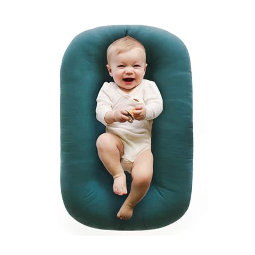 100% Cotton Baby Lounger for Newborn 0-24 Months(Green) | Soft Cotton Fabric,Portable Tummy time mat,Infant Floor Seat & Loungers,Baby Essentials Shower Gifts for Home and Travel