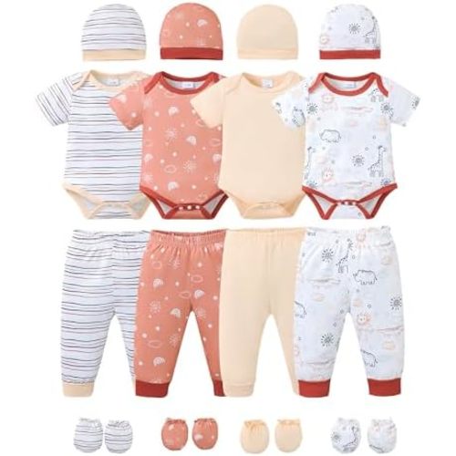 NZRVAWS Newborn Baby Boy Girl Clothes Unisex Preemie Infant Must Have Pants Set Outfits 0-18 Months 20 Pcs Essentials Gift