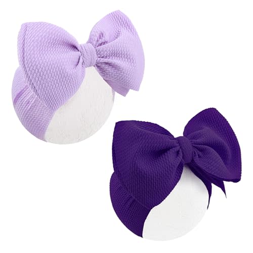 Super Durable Soft Knot Headbands with Hair Bows Infant Toddlers Kids Hair Accessories Violet Purple Headband for Newborn Baby Girls