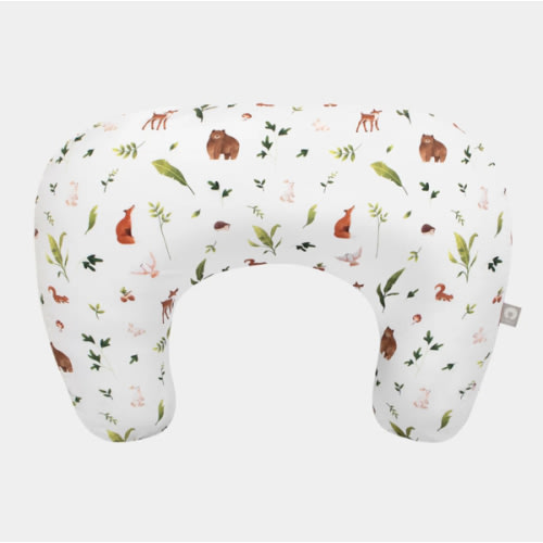 Boppy Nursing Pillow - Firm, Ergonomic U-Shaped Bottle and Breastfeeding Pillow with High Lift for Comfort and Support, Spacious Surface - Neutral Plants and Animals