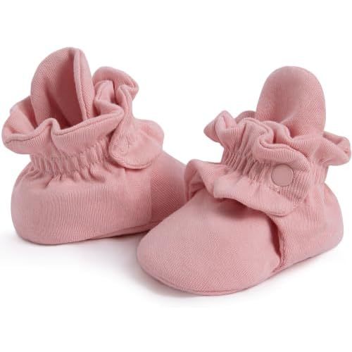 Pro Goleem Baby Booties 100% Cotton, Stay-On Adjustable Non-Slip Sock Shoes