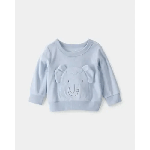 Baby Boy Elephant Terry Pullover Sweatshirt - Blue | Carter's