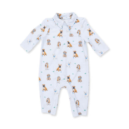 Polo Romper, Bestie Dogs Blue