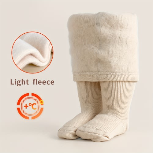 1 Pairs Autumn/Winter Warm Tights for Girls - Fleece Lined, Solid & Striped, All-Match Design Baby Toddler Leggings