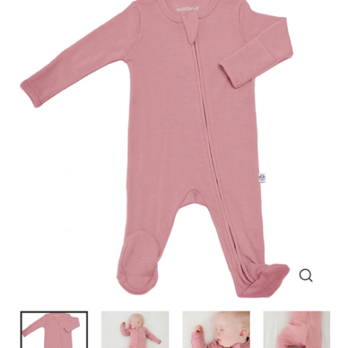 Footie Pajamas, Merino Wool, Blush