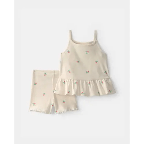 Baby Girl 2-Piece Floral Top & Short Set - Cream | Carter's