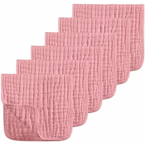 Looxii Muslin Burp Cloths 100% Cotton Muslin Cloths Large 20''x10'' Extra Soft and Absorbent 6 Pack Baby Burping Cloth (Bean Paste)