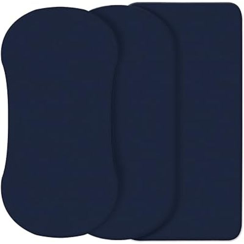 CaSaJa Navy 3 Pack Bassinet Sheet Set, Silky Soft Handfeel with Comfy Napping Surface for Baby Boy and Girl, Flexible Fits Various Kinds of Cradle and Bessinet Mattress Up to 15" x 30" and Breathable
