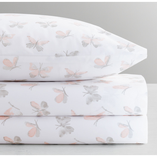 Watercolor Butterfly Crib Fitted Sheet | RH Baby & Child