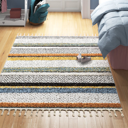 The Twillery Co.® Northborough Moroccan Machine Woven Orange/Yellow/Grey Area Rug & Reviews | Wayfair