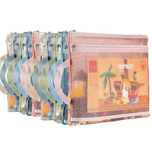 Amazon.com: TrueLux 10 Pack Colored Mesh Zipper Pouch Bags, Double-Layer Nylon Puzzle Building Block Sets Toy Storage & Organization, Breathable See Through A4 Zipper Pouch with Handle for School Games : Office Products