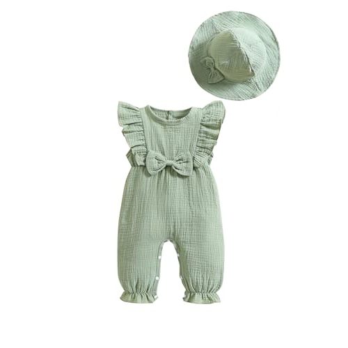 QITUDATEY Newborn Baby Girl Clothes Romper, Long Sleeve Cute One Piece Knit Jumpsuit Infant Outfits with Bow Headband